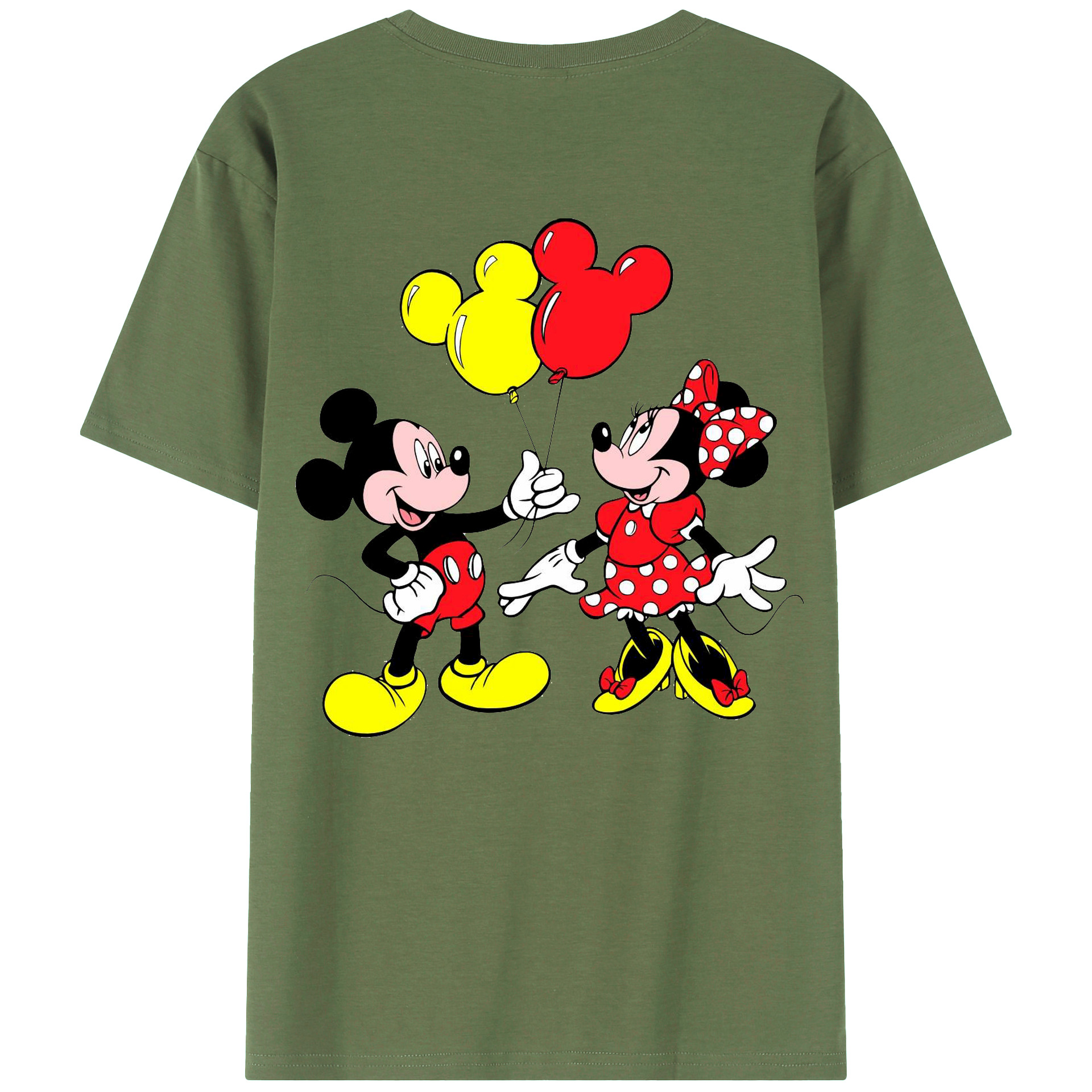 ミッキーマウス Mickey Mouse 綿100％ メンズ半袖Tシャツ（バックプリント） 通気性